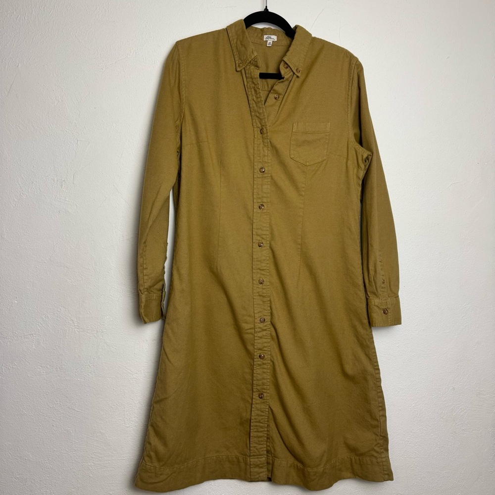 L.L.‎ Bean Long Sleeve Flannel Button Down Collar Shirt Dress